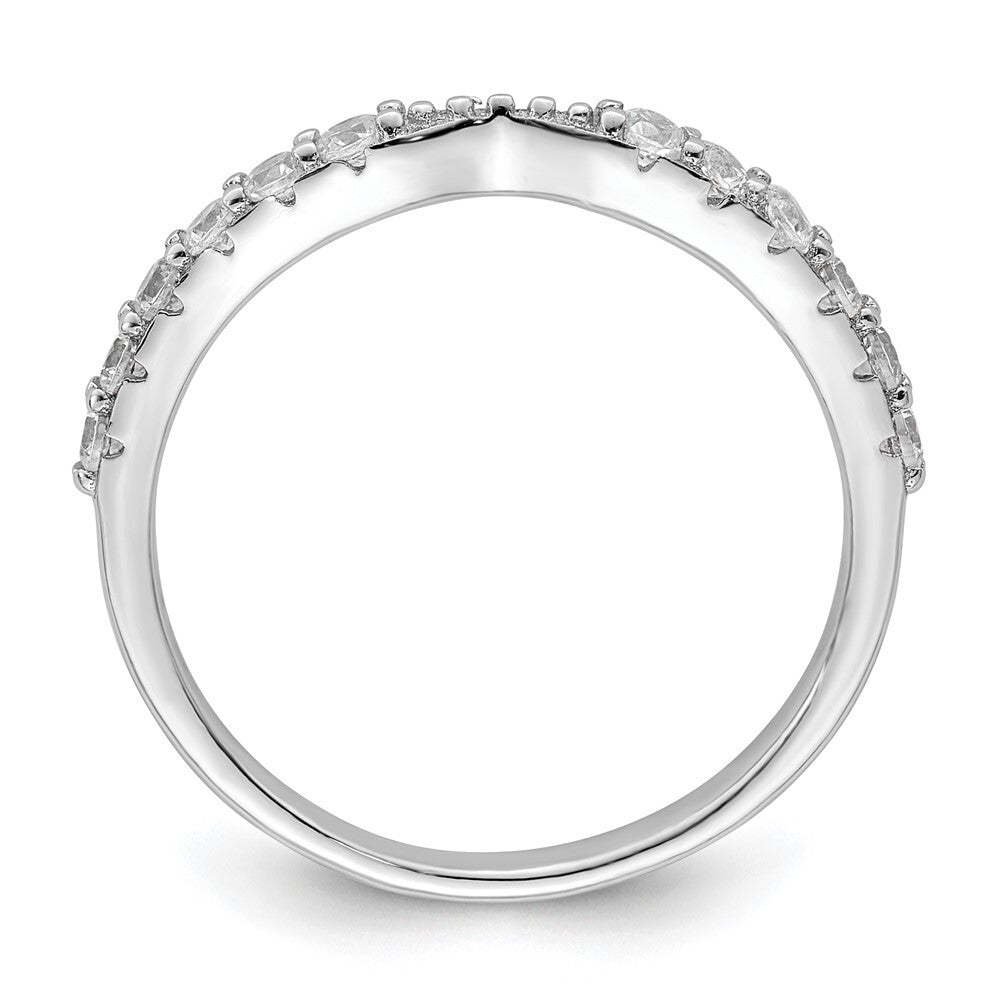 Sterling Silver Polished Rhodium-plated CZ Trio 3 Ring Set Size 8