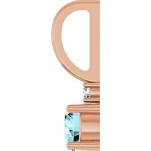 14k Rose Gold Natural Blue Zircon & .015 CT Natural Diamond Charm Pendant