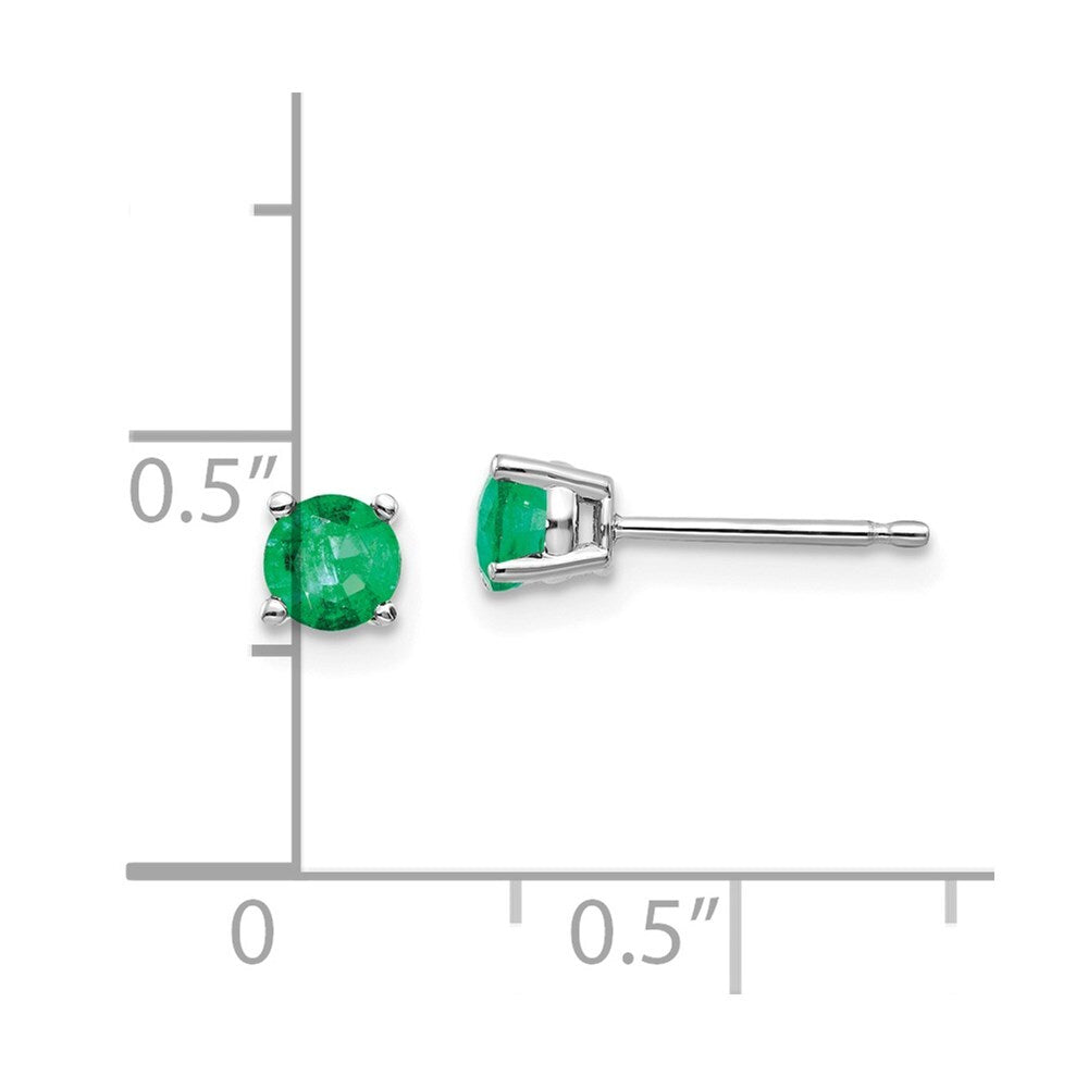 14k White Gold Emerald Stud Earrings Gift for Women