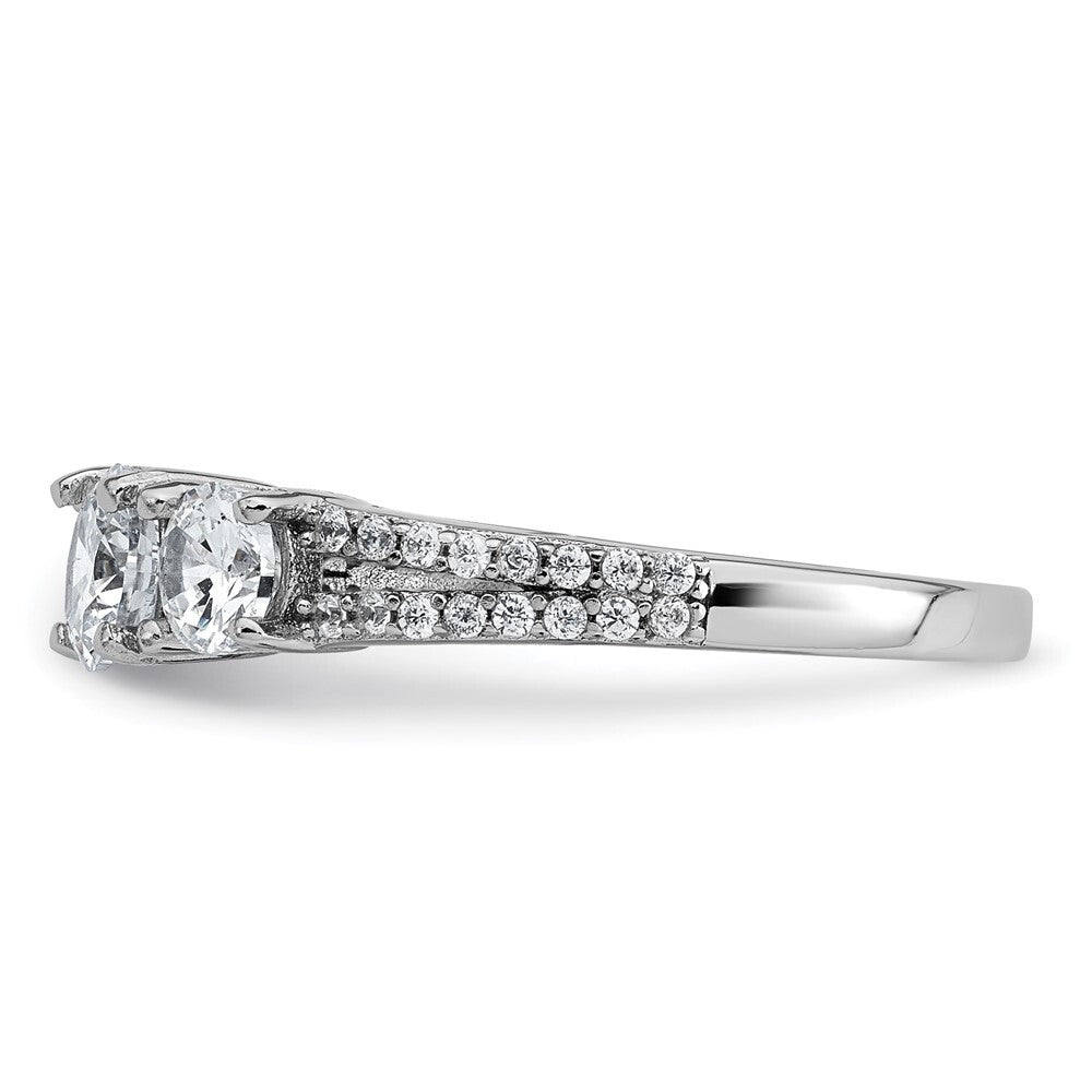 Sterling Silver Rhodium-plated Polished CZ Three Stone Ring Size 7