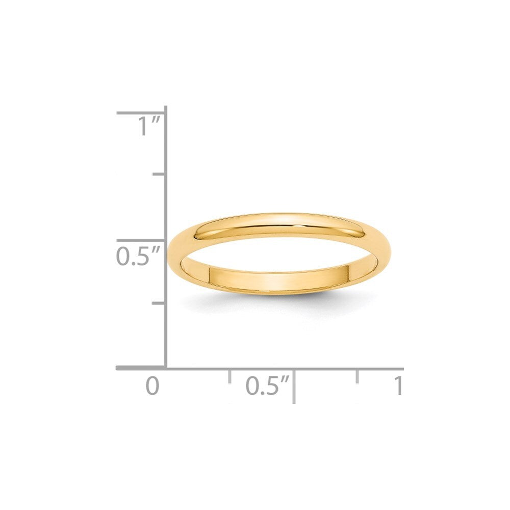 14K Yellow Gold Yellow Gold 2.5mm Half Round Wedding Band Size 7