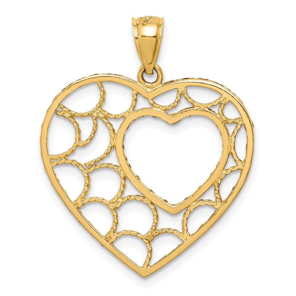 14k Yellow Gold Diamond-cut Heart Pendant for Women