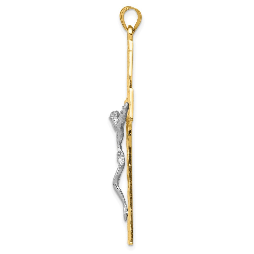 14k Two-Tone Gold Diamond-cut Crucifix Pendant