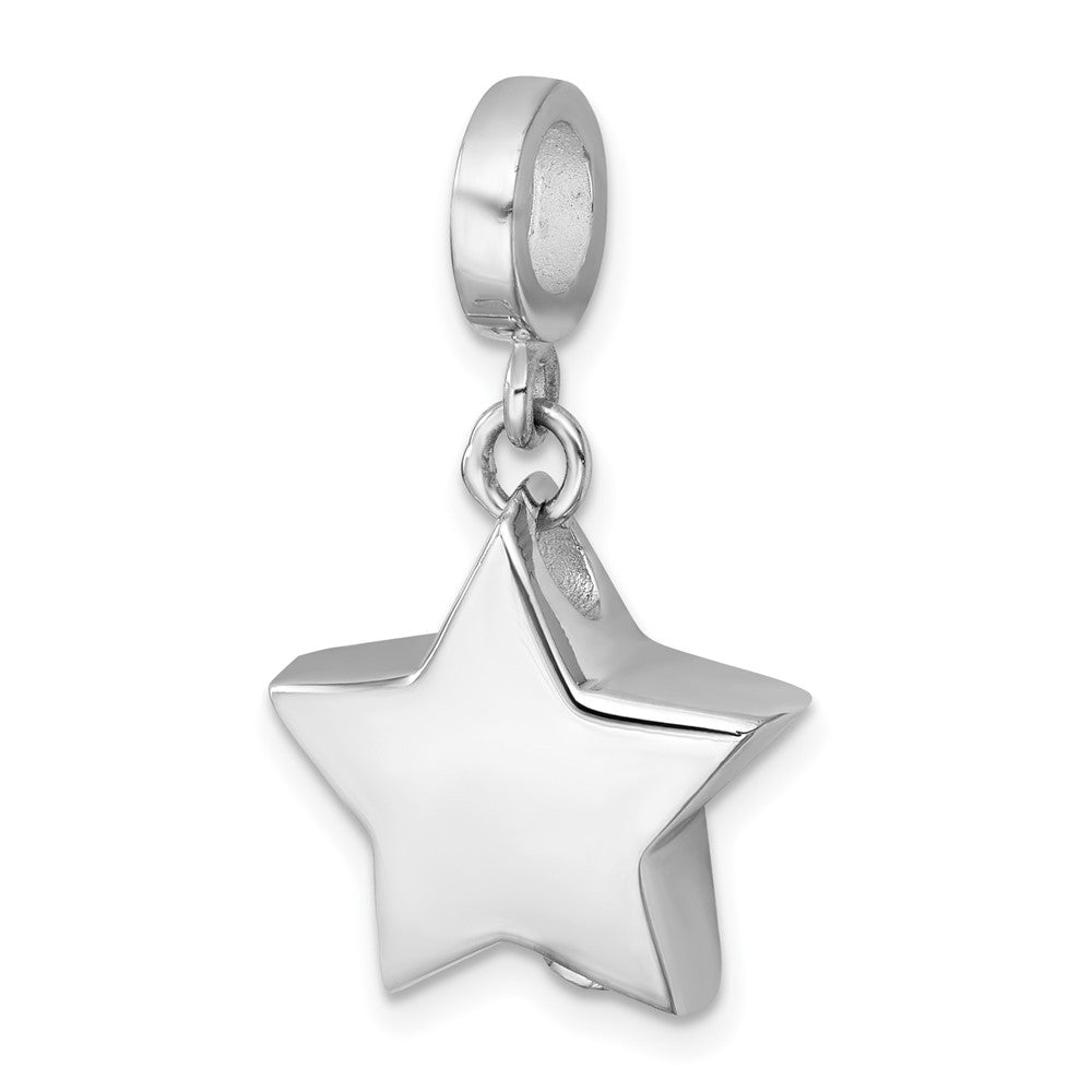 Sterling Silver Rhodium-plated Polished Star Ash Holder Bead Pendant