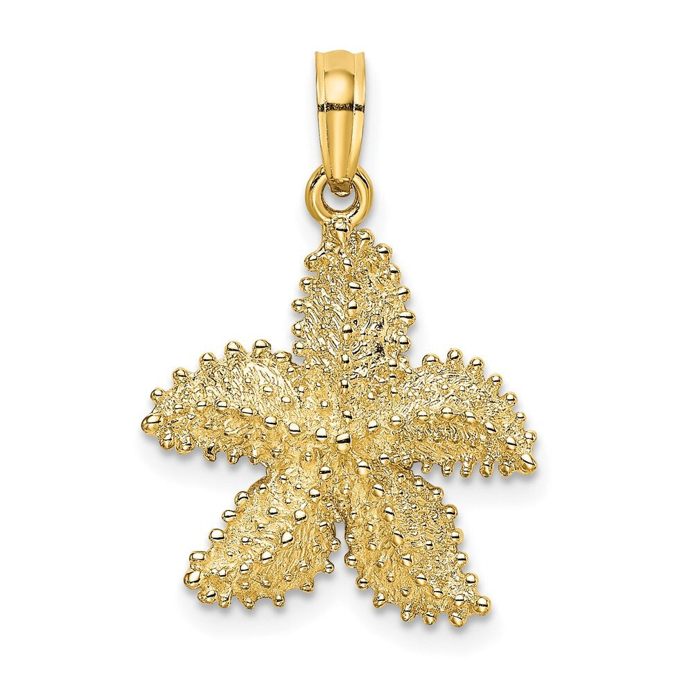 14k Yellow Gold Textured Starfish Charm Pendant for Women