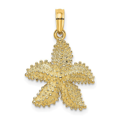 14k Yellow Gold Textured Starfish Charm Pendant for Women