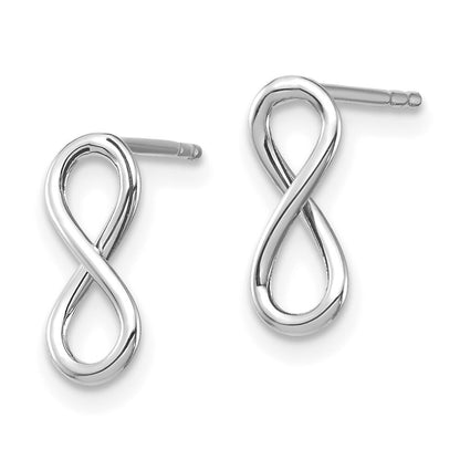 14K White Gold Polished Infinity Stud Earrings Gift for Women