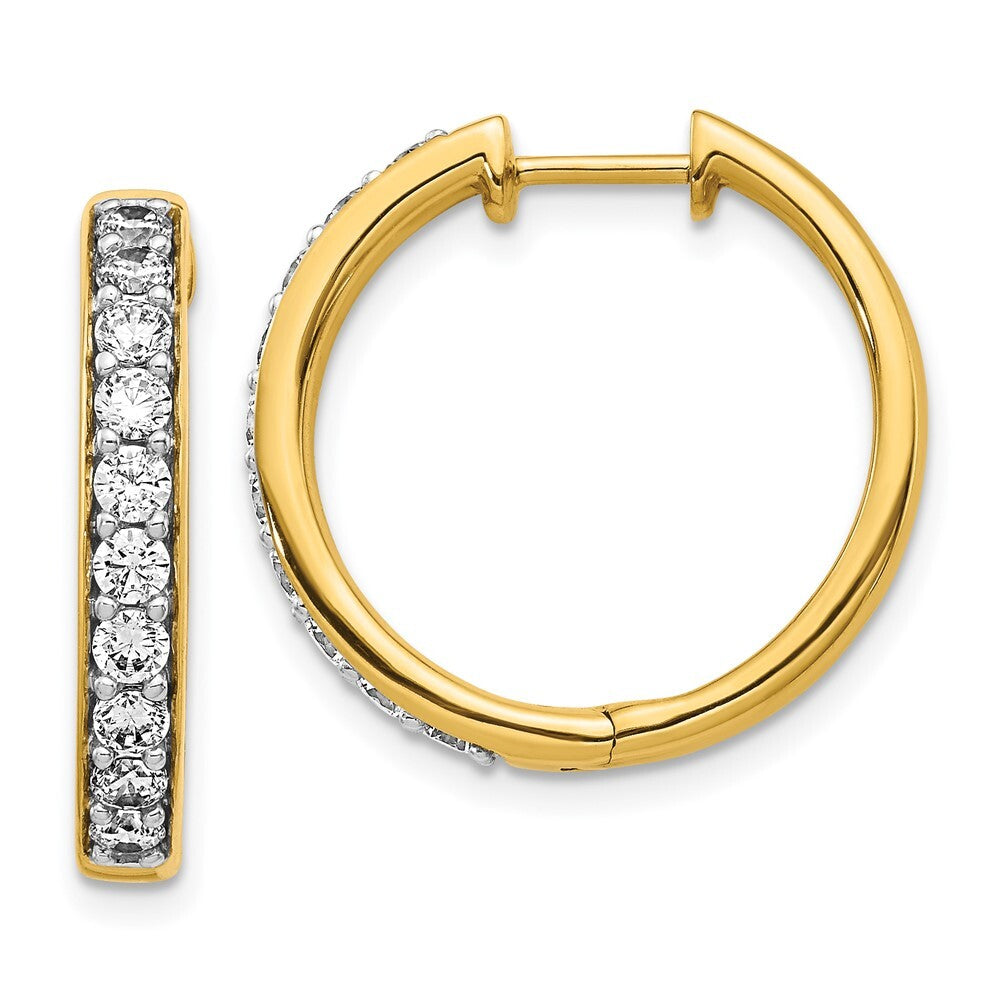14k Yellow Gold Diamond Hinged Hoop Earrings