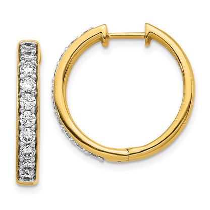 14k Yellow Gold Diamond Hinged Hoop Earrings