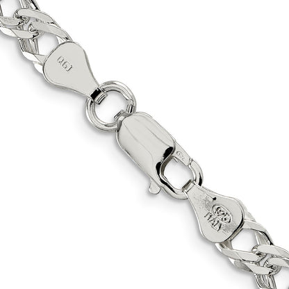 Sterling Silver 5.65mm 6 Side Diamond-Cut Flat Double Curb Chain Necklace