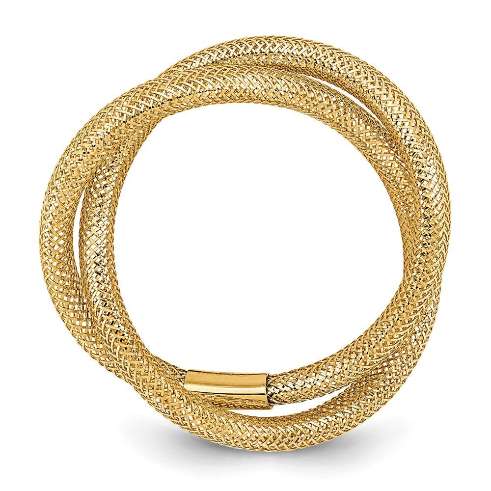 14K Yellow Gold Gold Twisted Woven Mesh Stretch Ring