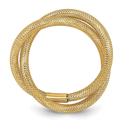 14K Yellow Gold Gold Twisted Woven Mesh Stretch Ring