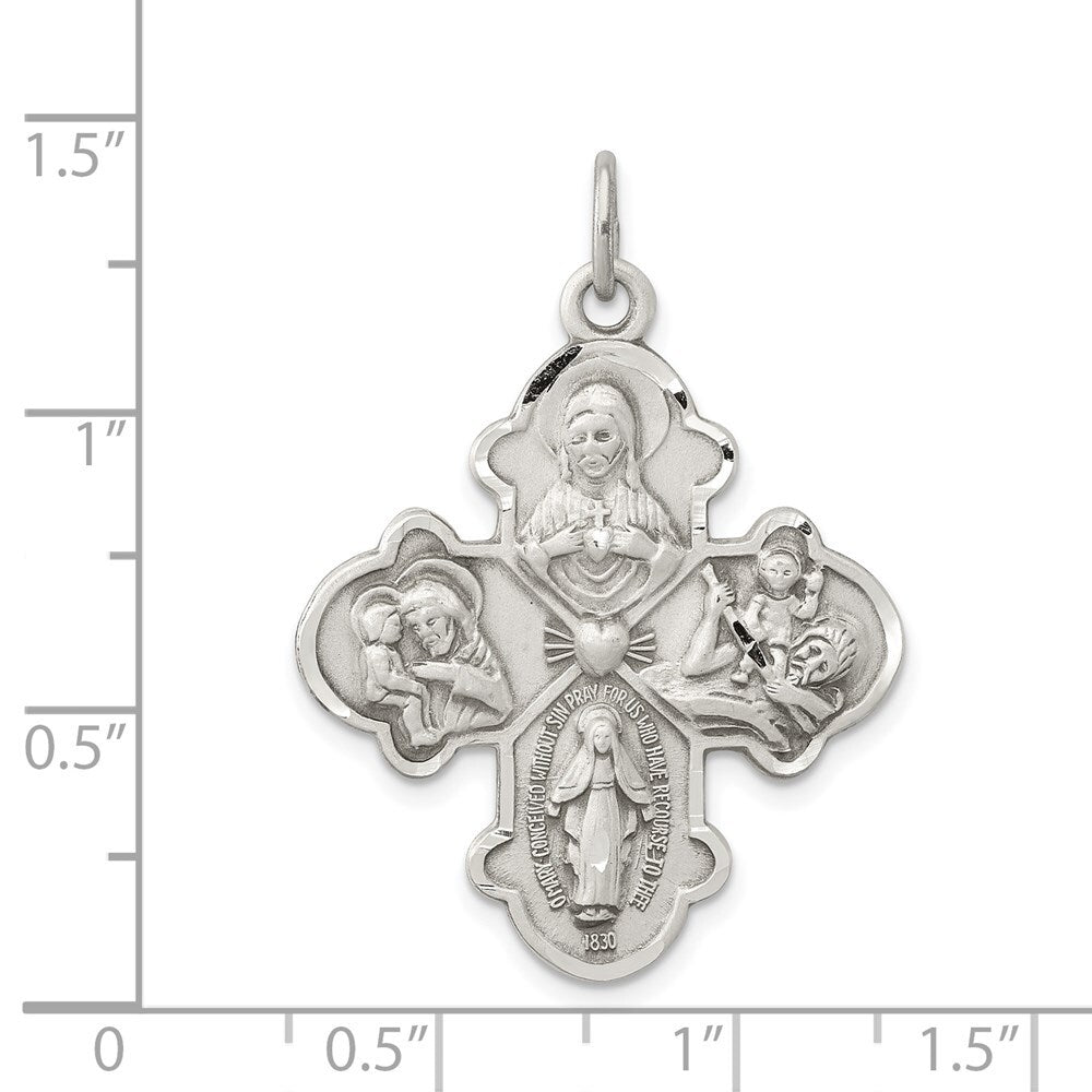 Sterling Silver Antiqued 4-way Medal Pendant Holiday Gift for Women