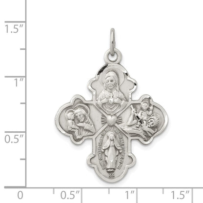 Sterling Silver Antiqued 4-way Medal Pendant Holiday Gift for Women