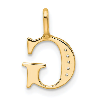 14k Yellow Gold Diamond Letter G Initial Pendant