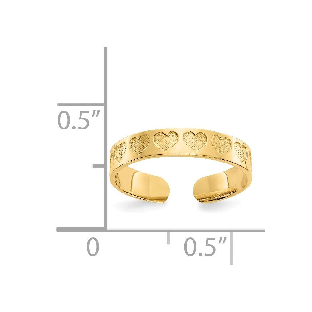 14k Yellow Gold Heart Toe Ring