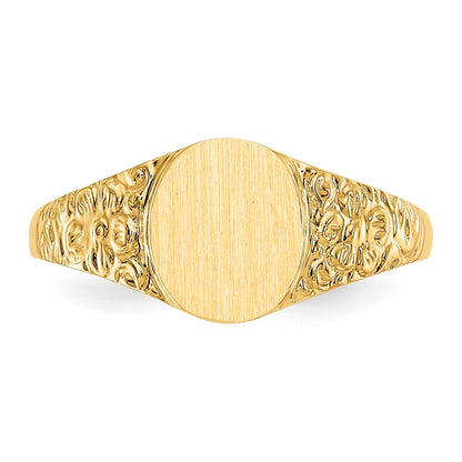 14K Yellow Gold 8.0x7.0mm Closed Back Signet Ring