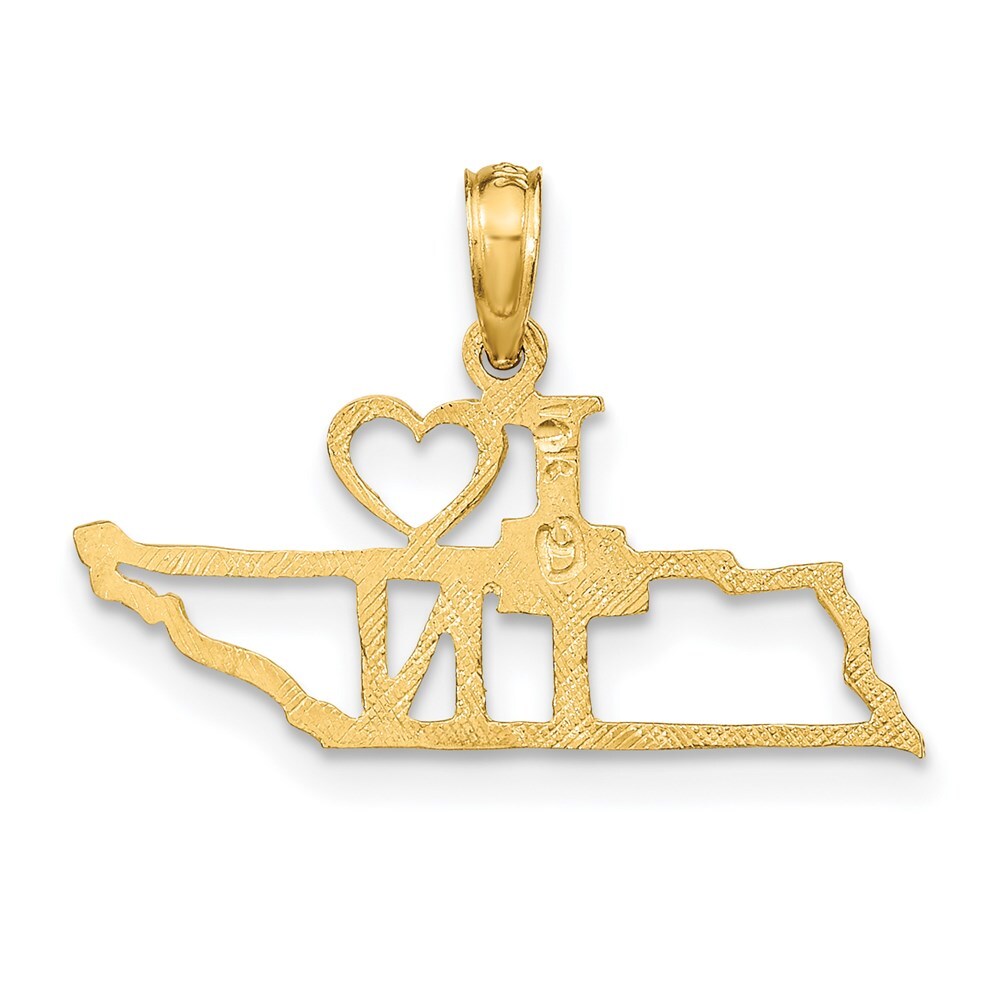 14k Yellow Gold Solid Tennessee State Pendant for Women