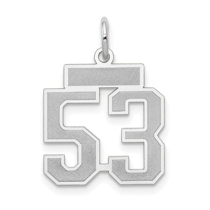 14k White Gold Small Satin Number 53 Charm Pendant for Women