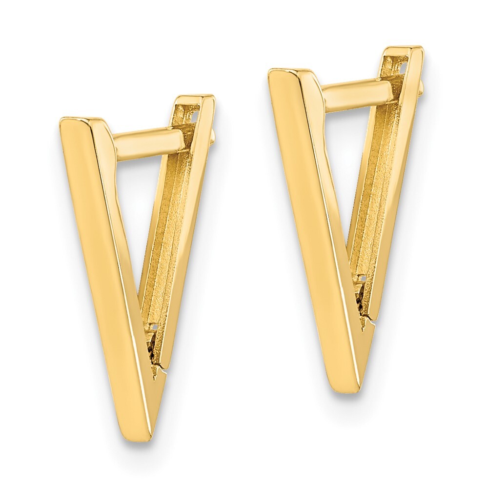 14k Yellow Gold Polished Triangle Hoop Earrings Gift for Women