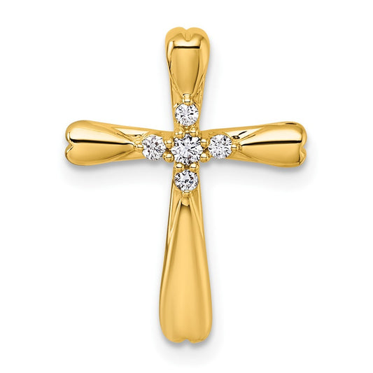 14k Yellow Gold Diamond Cross Slide Pendant