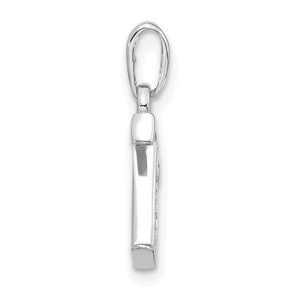 14k White Gold Diamond Letter T Initial Pendant