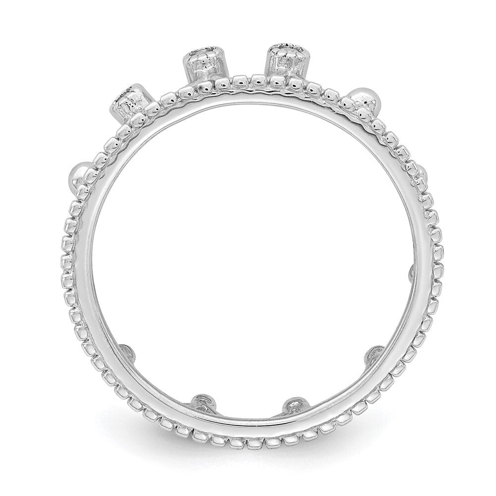 Sterling Silver Rhodium-Plated Cubic Zirconia Crown Ring Size 8