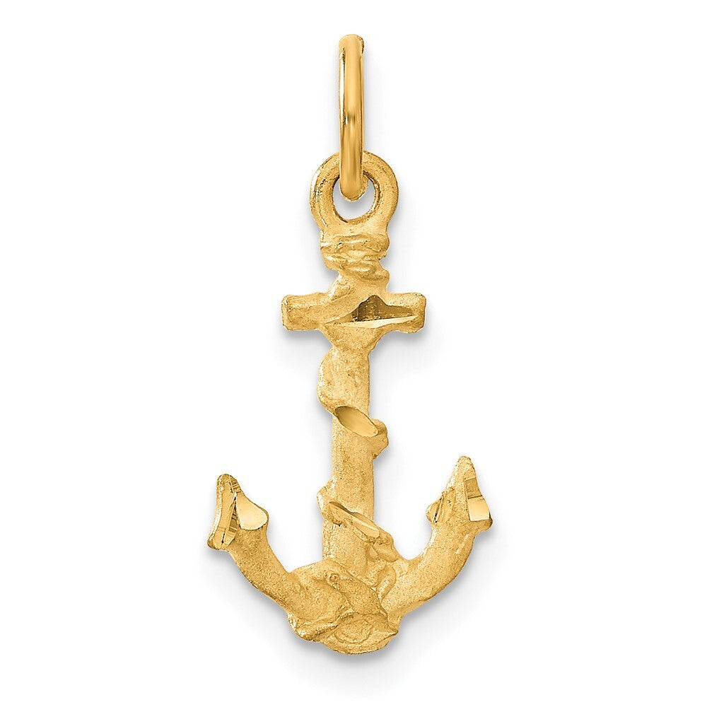 14k Yellow Gold Anchor Charm Pendant for Women
