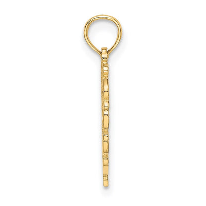 14k Yellow Gold Heart Script Letter B Initial Charm