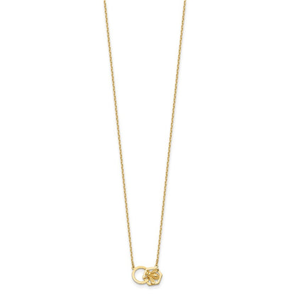 14k Yellow Gold Polished Bee and Circle 17.5 inch Necklace