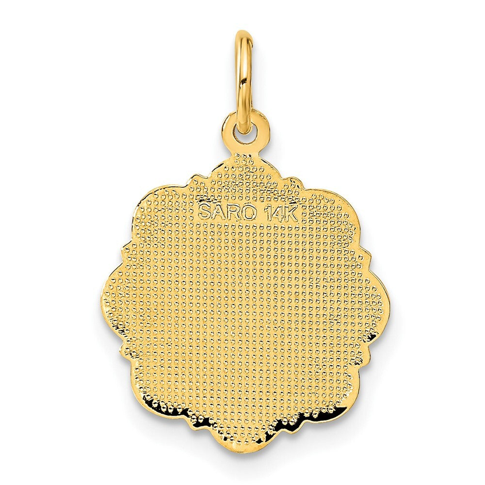 14k Yellow Gold Bride and Groom Textured Back Charm Pendant for Women