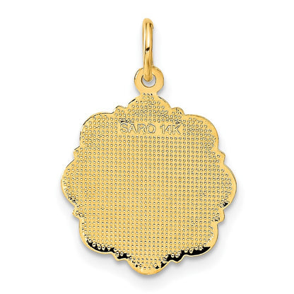 14k Yellow Gold Bride and Groom Textured Back Charm Pendant for Women