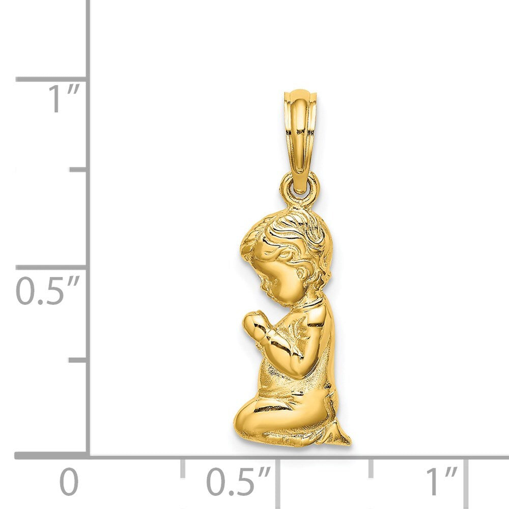 14k Yellow Gold Praying Boy Charm Pendant for Women