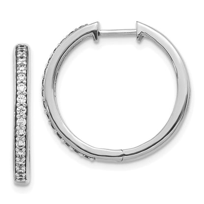14k White Gold Diamond Hinged Hoop Earrings