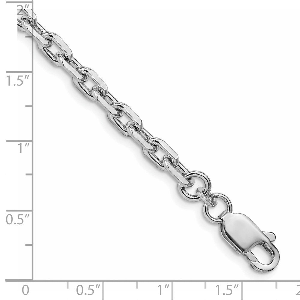 Sterling Silver Rhodium-plated 4.9mm Beveled Oval Cable Chain Bracelet