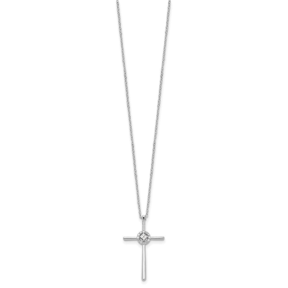 Sterling Silver Diamond Rhodium-plated Eternal Life Cross Necklace