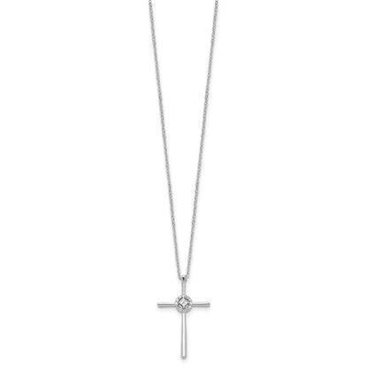 Sterling Silver Diamond Rhodium-plated Eternal Life Cross Necklace