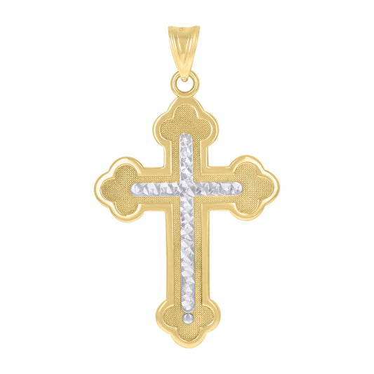 10kt Two-Tone Gold Cross Religious Charm Pendant