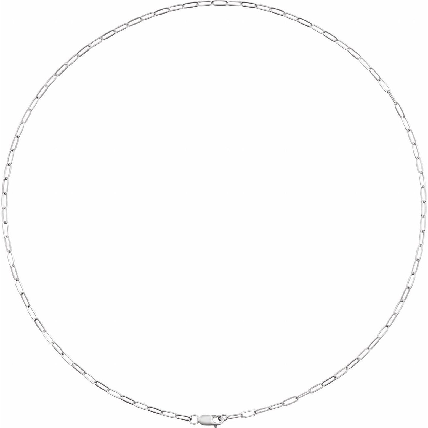 14k White Gold 2.1 mm Paperclip 18" Chain Necklace Fine Gift for Women