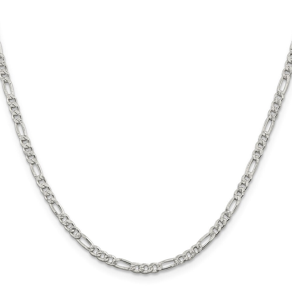 Sterling Silver 3mm Pav� Flat Figaro Chain