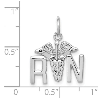 14k White Gold RN Charm Pendant for Women