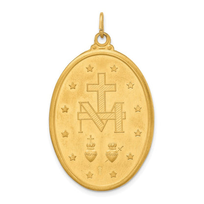 14k Yellow Gold Solid Polished Satin Extra Large Oval Miraculous Medal