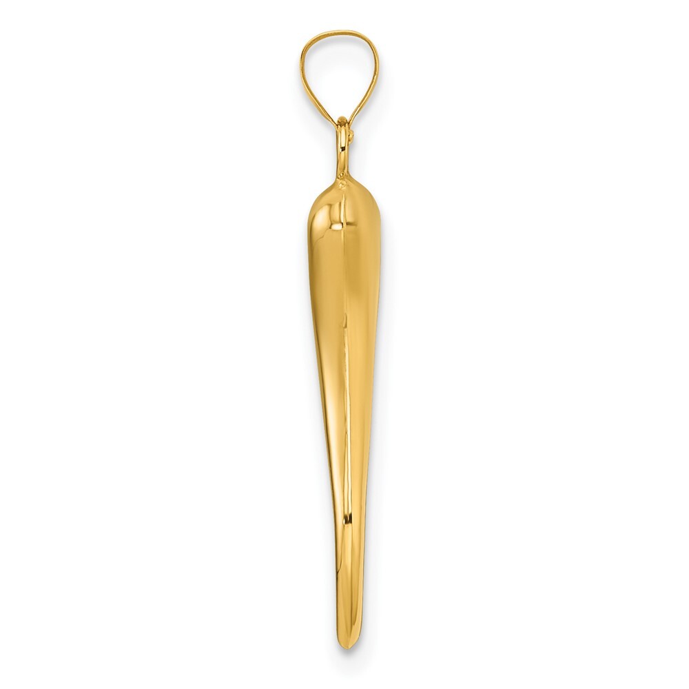 14k Yellow Gold Polished Hollowed Italian Horn Pendant for Women