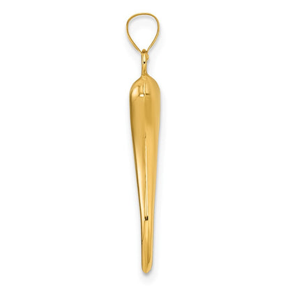 14k Yellow Gold Polished Hollowed Italian Horn Pendant for Women