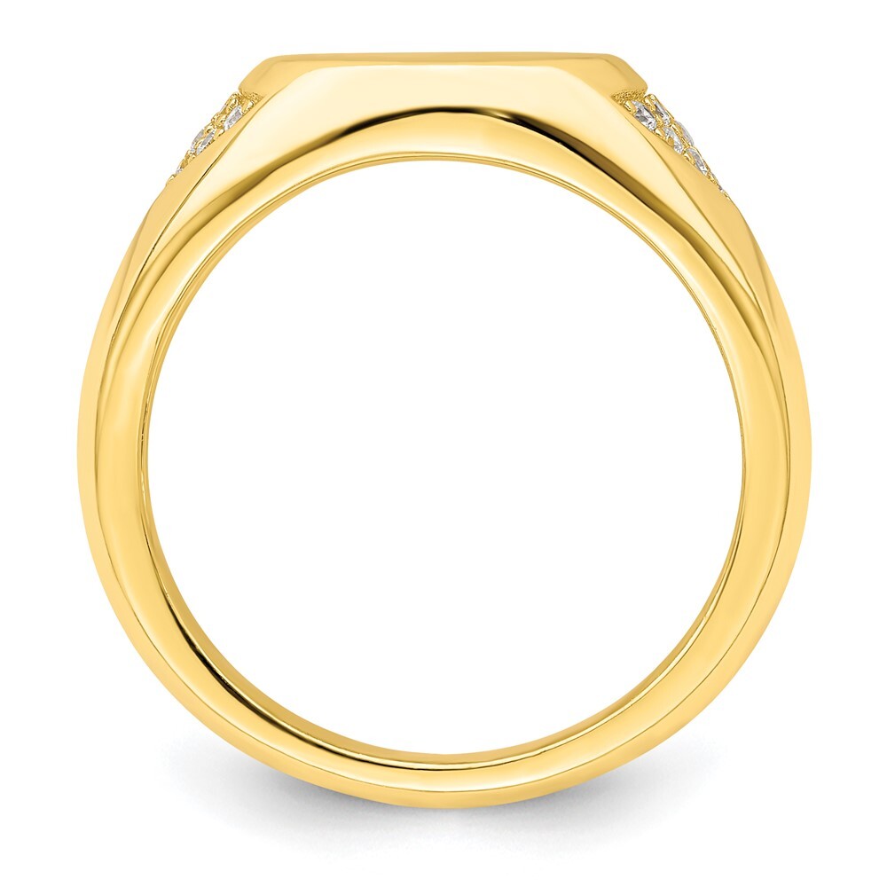 Sterling Silver CZ Gold-tone Signet Ring Size 6