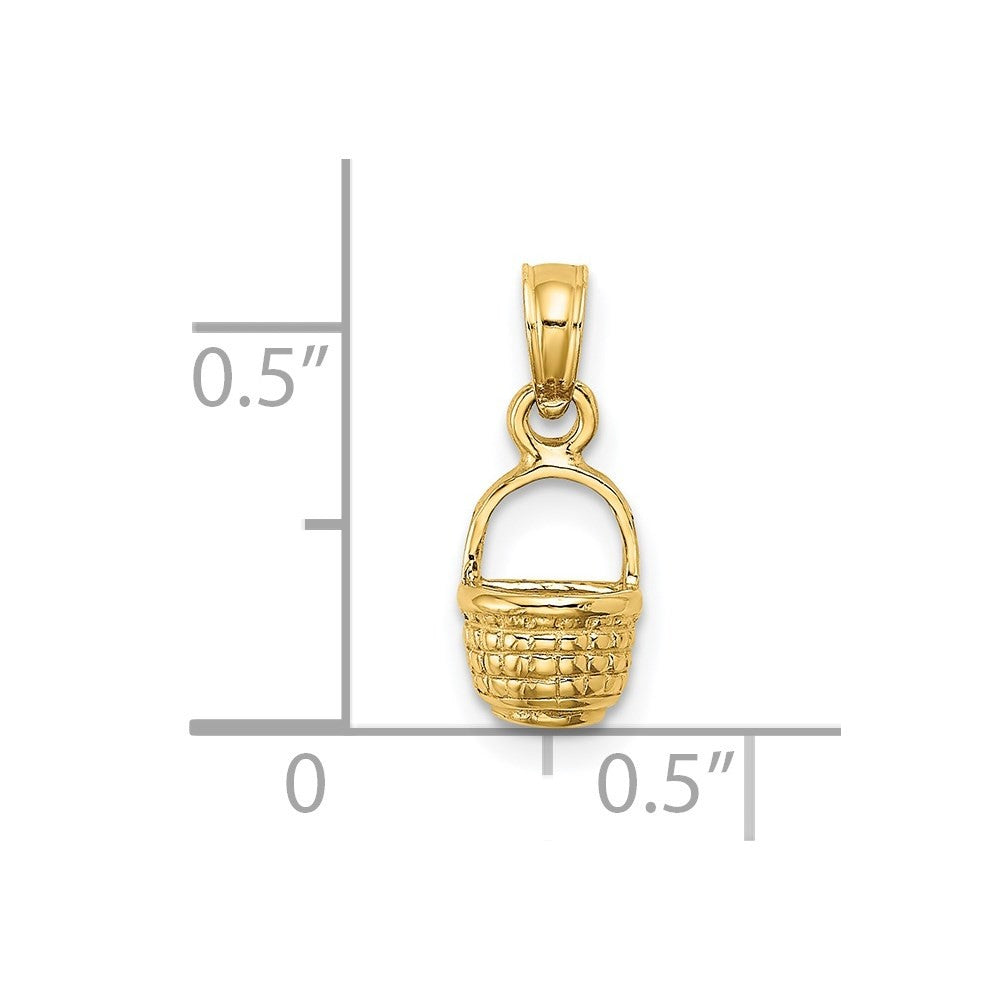 14k Yellow Gold 2-D Flat Back Mini Basket Charm