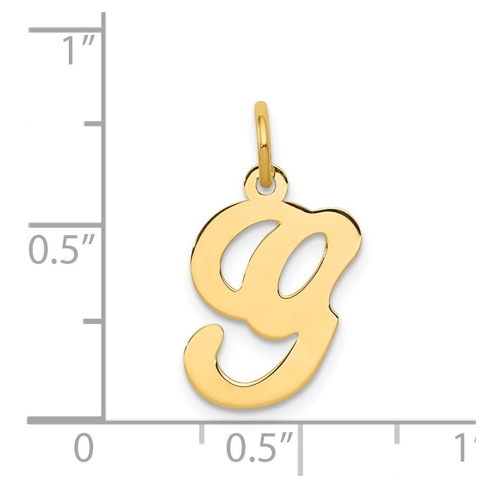 14k Yellow Gold Script Letter G Initial Charm Pendant for Women