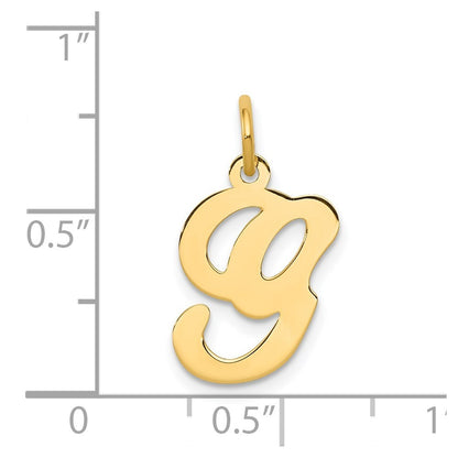 14k Yellow Gold Script Letter G Initial Charm Pendant for Women