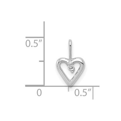 14k White Gold .02ct. Diamond Heart Pendant for Women