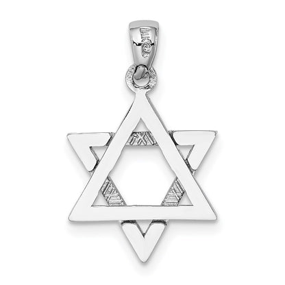 14k White Gold Star Of David Charm Pendant for Women